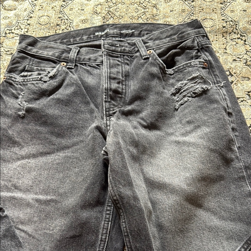 OLD NAVY SLOUCHY, high-rise, taper, Distressed black  Jeans Size 6